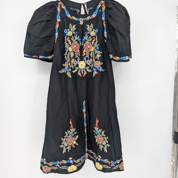 Black Dress with Colorful Floral Embroidery - Picture 1 of 5